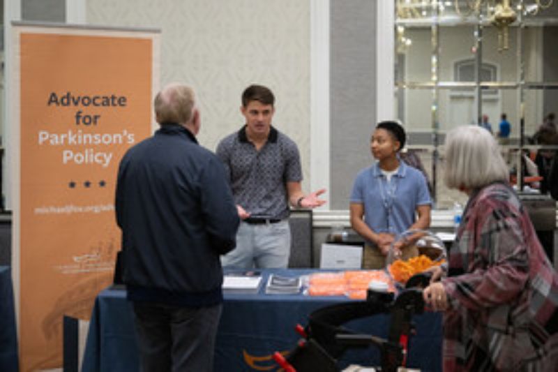 Parkinson's IQ + You event series featuring MJFF staff speaking with event participants.