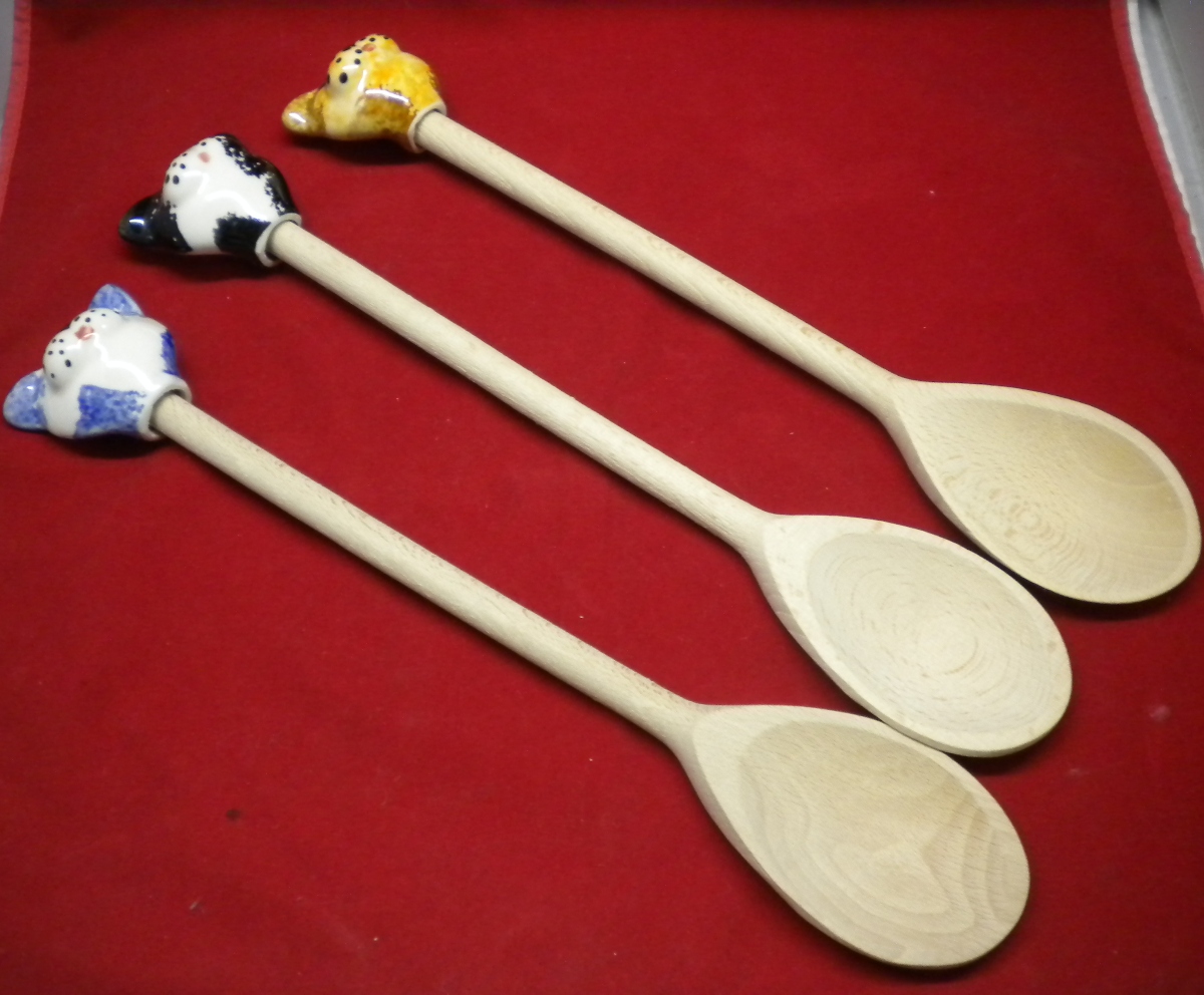 Wood Kitchen Spoon With Cat Topper - Unit Of 12 Spoons - MSRP $5.99 each - U Pay $1.50 Each