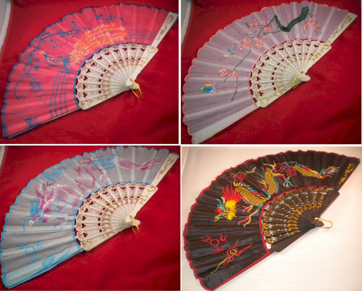9" Folding Chinese Fans - Unit Of 12 Fans - MSRP $5.99 Each - U Pay $1.80 Each