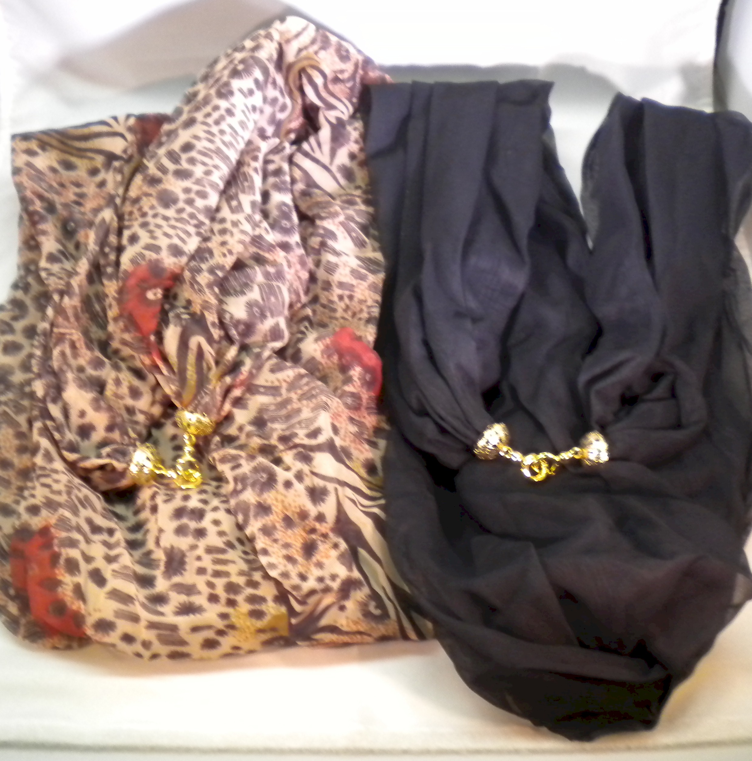 Ladies Silk Scarf Set With Taches - Unit of 8 Sets Of 2 Scarves - MSRP $9.00+Set - U Pay $2.50 Set