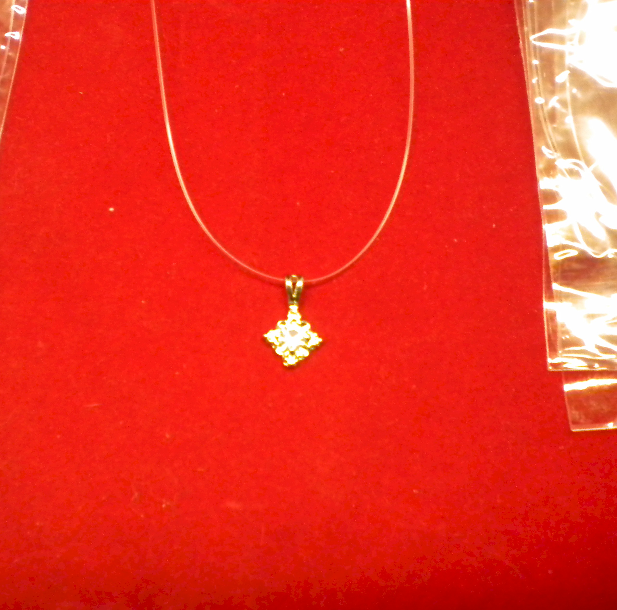Invisible Necklace with Gem Pendant -Unit Of 36 Necklaces - MSRP $2.99+ Each - U Pay $.45 Eachay