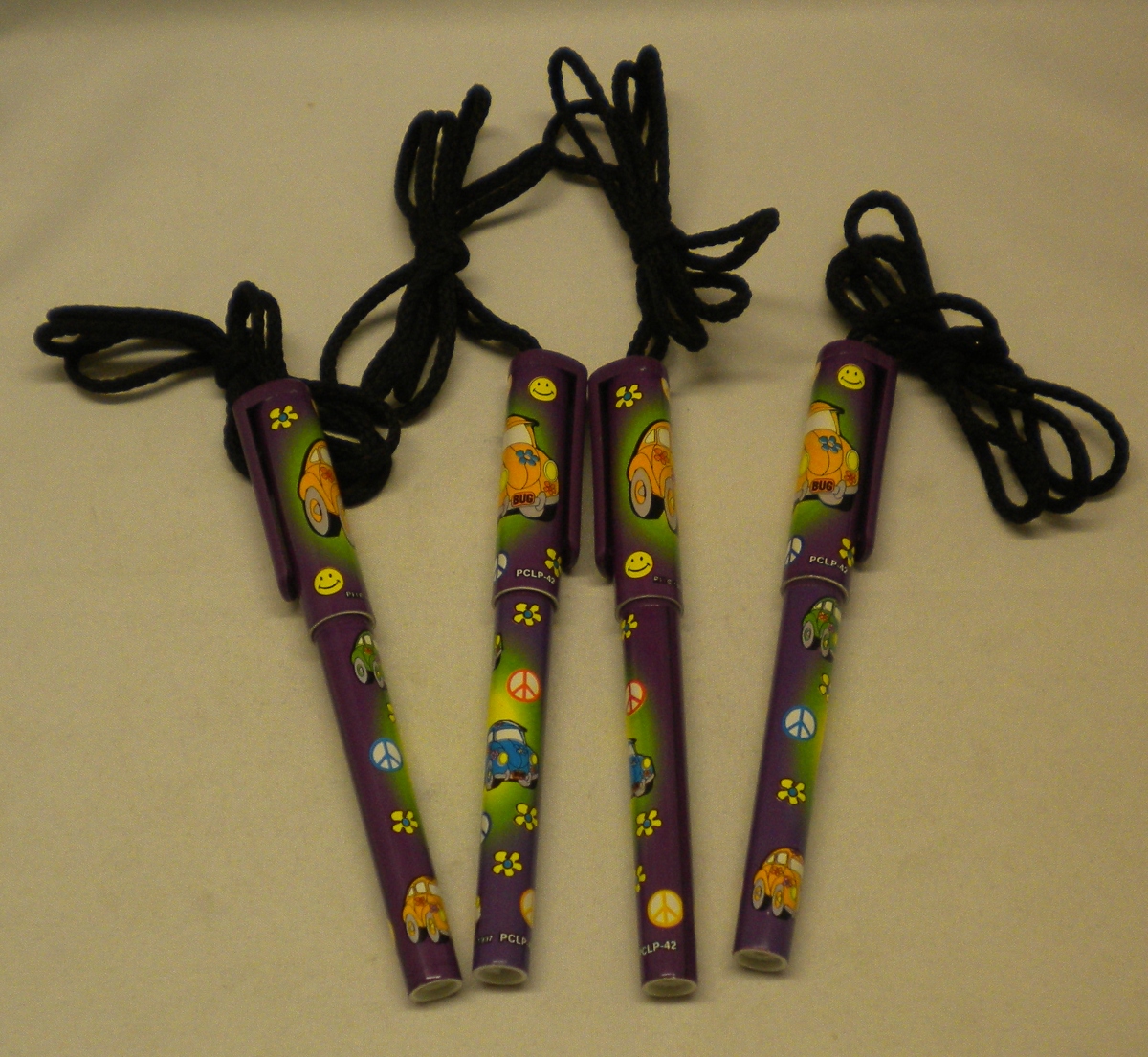 Peace Signs & VW's Design Lanyard Pens - Unit Of 24 Pens - MSRP To $3.99 Each - U Pay $.60 Each