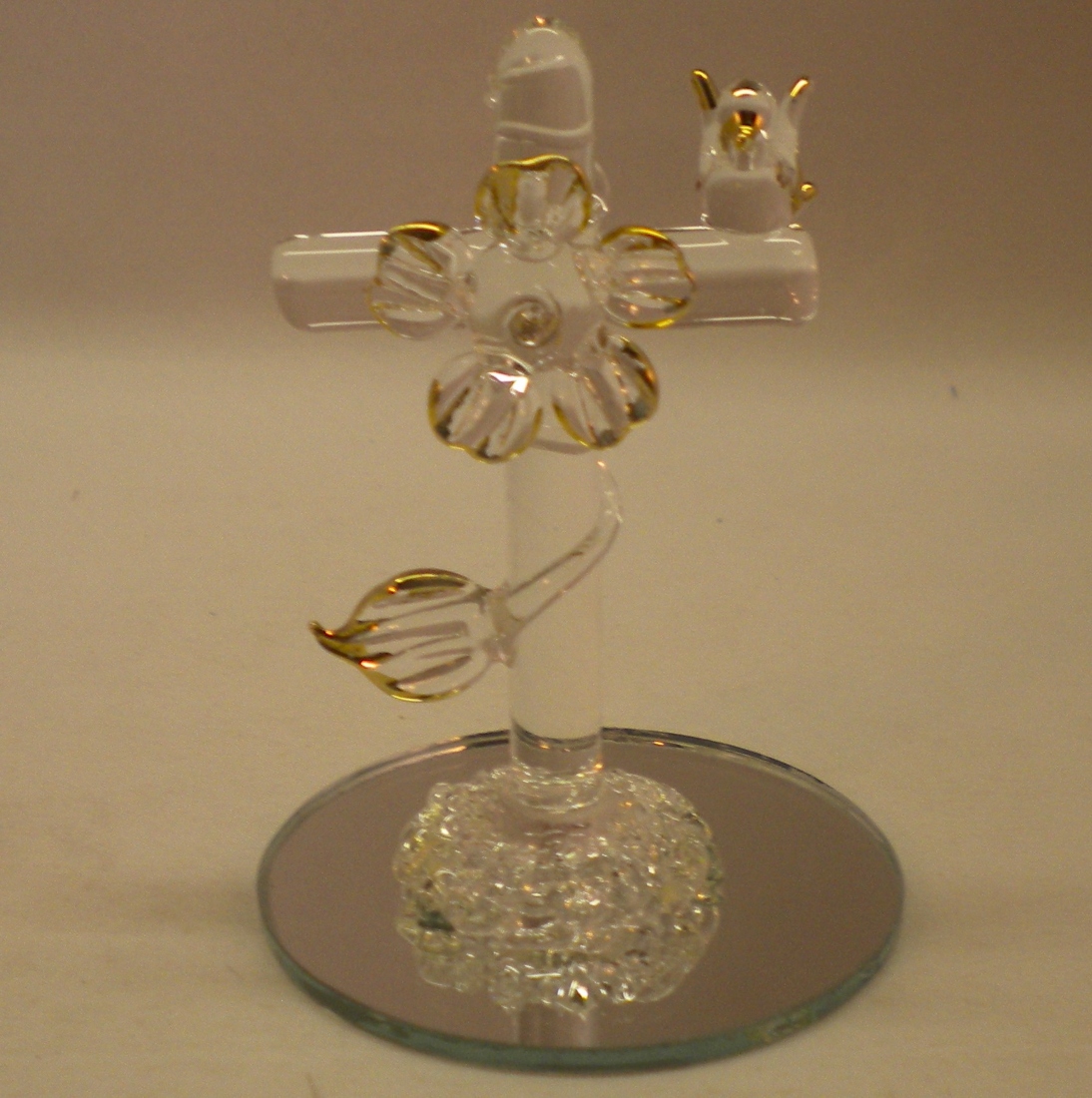 Glass Cross W/Dove On Mirror Base - Unit Of 12 Pieces - MSRP $5.99 Each - U Pay $1.50 Each