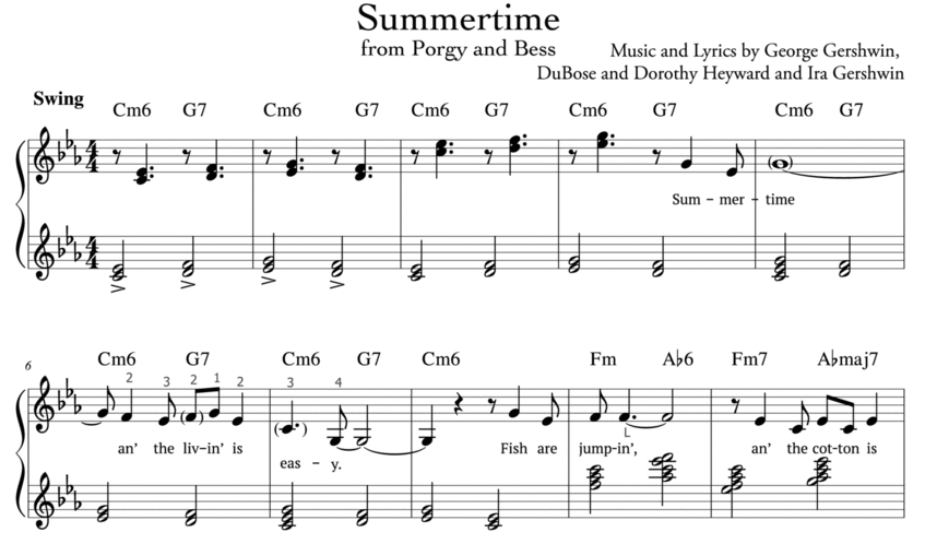 Summertime Lyrics Sheet