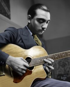 Django Reinhardt playing guitar