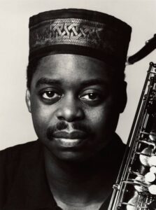 Courtney Pine holding a saxophone