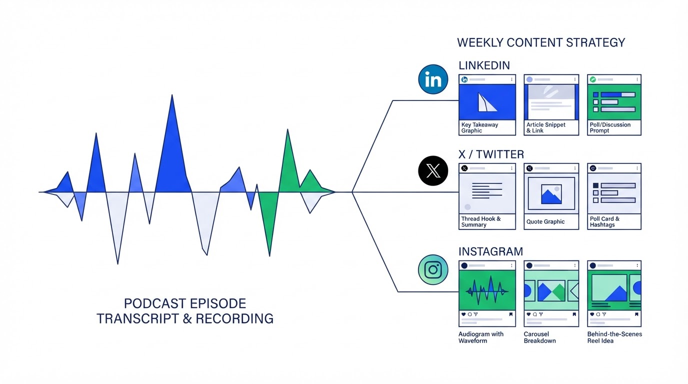 How to Turn One Podcast Transcript into a Week of Social Media Content (5-Step Workflow)