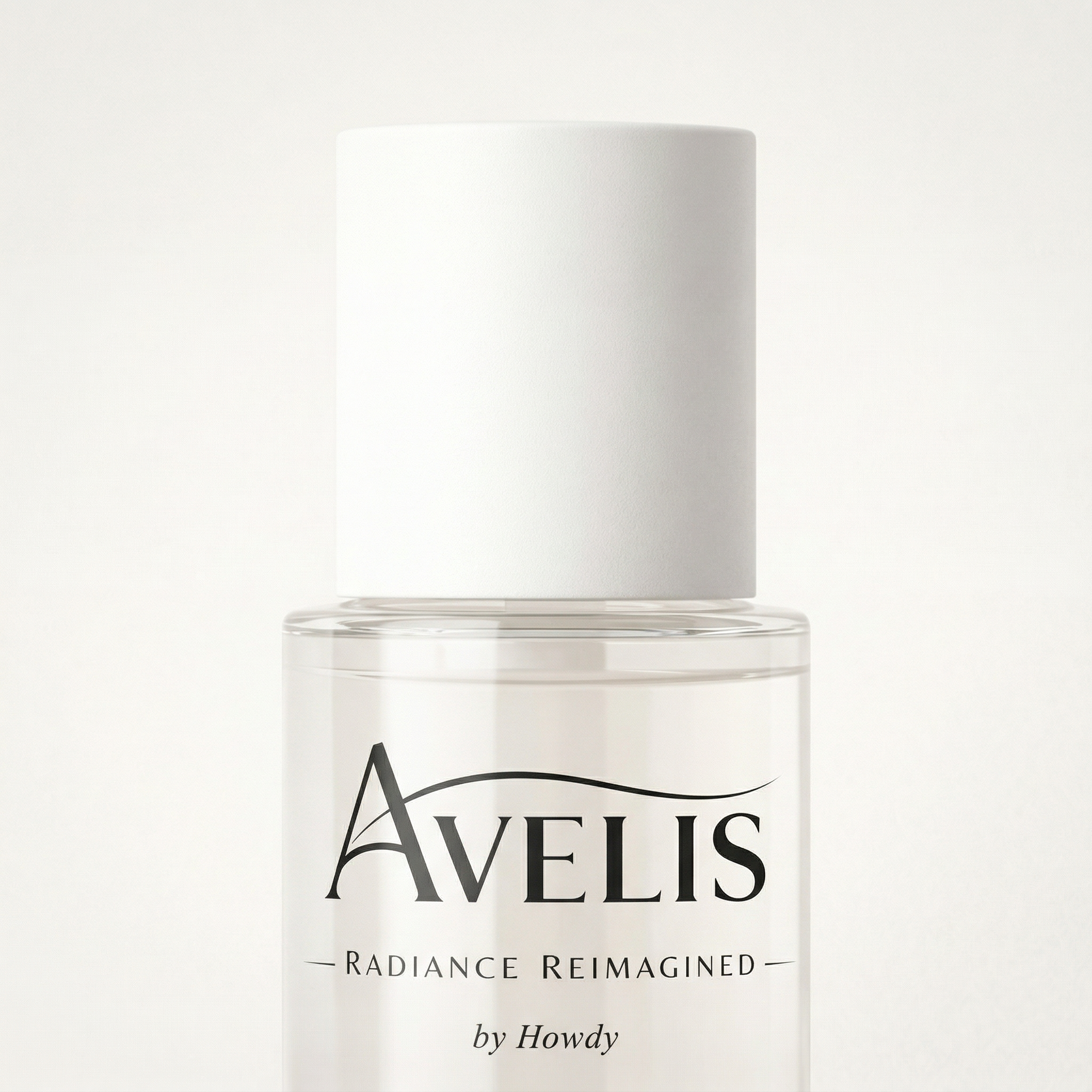 Avelis Eye + Brow Serum — close-up of bottle label and flat-top cap