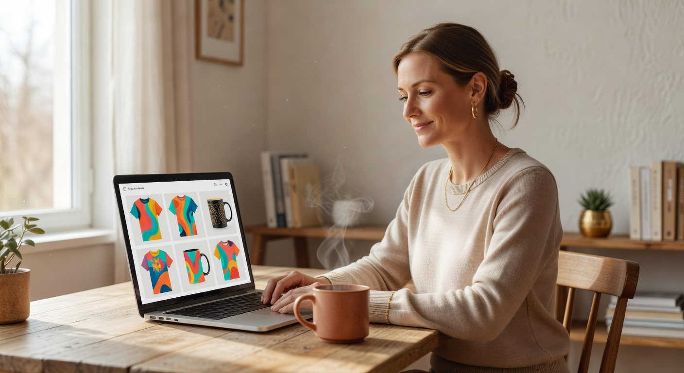 Print-on-Demand Side Hustle for Women Over 40: No Inventory, No Skills – AI Designs for Passive Income