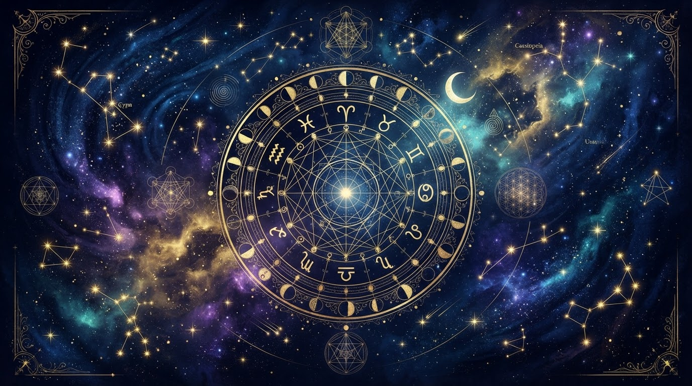 Beautiful mystical starry constellation blueprint
