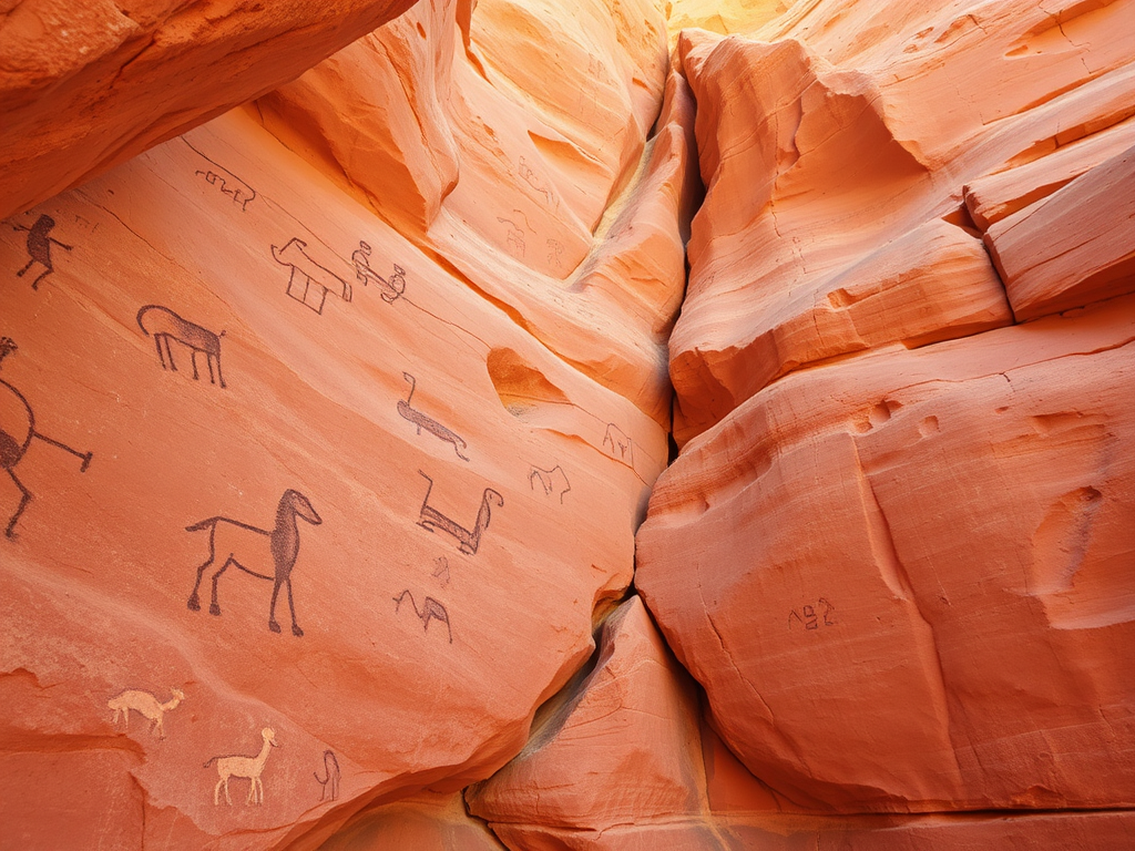 Ancient Native American petroglyphs in the desert