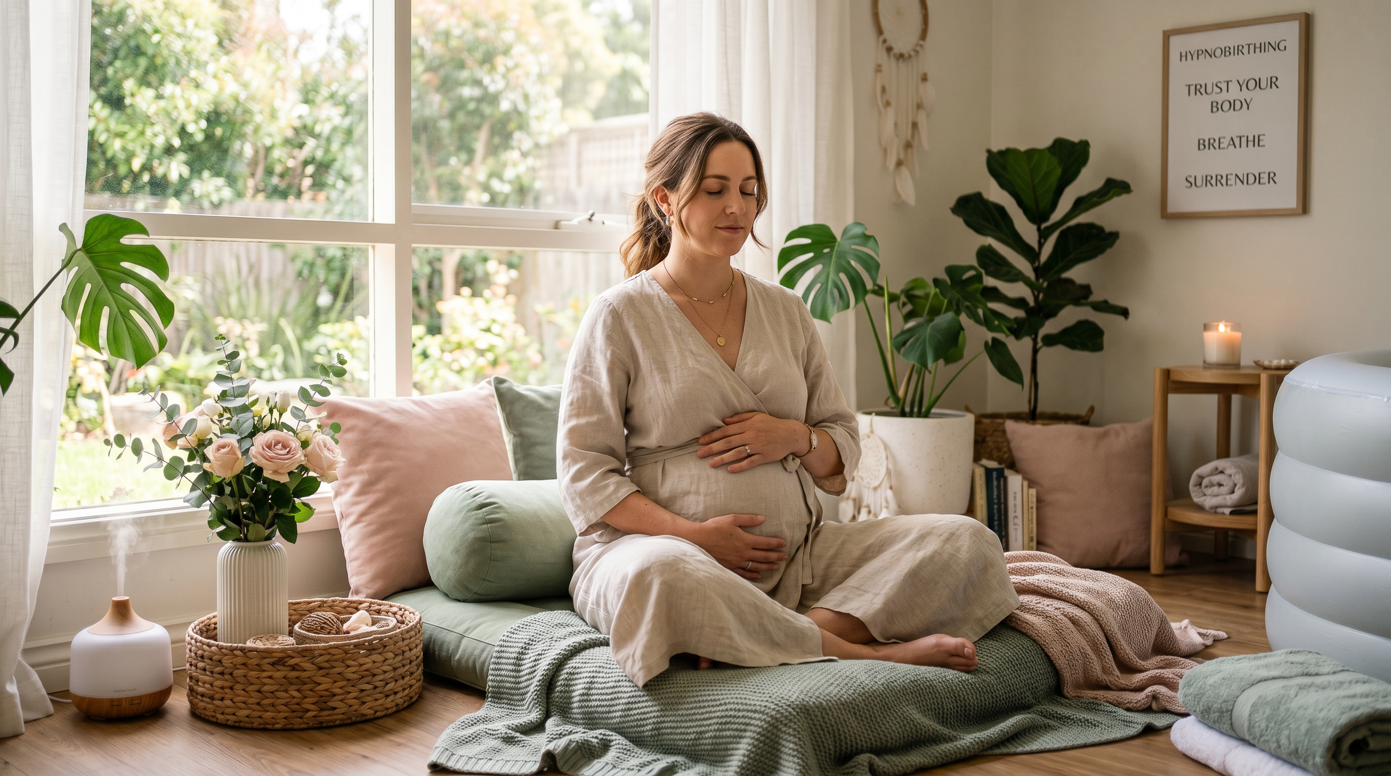 Serene and beautiful scene representing hypnobirthing