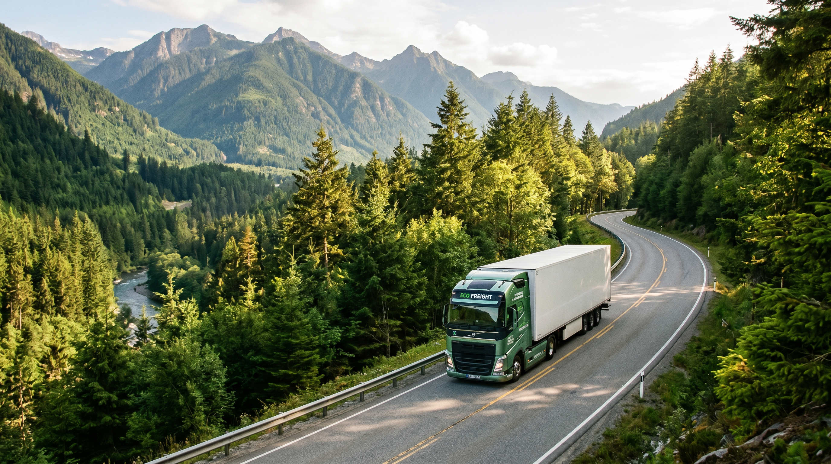Truck on a green highway
