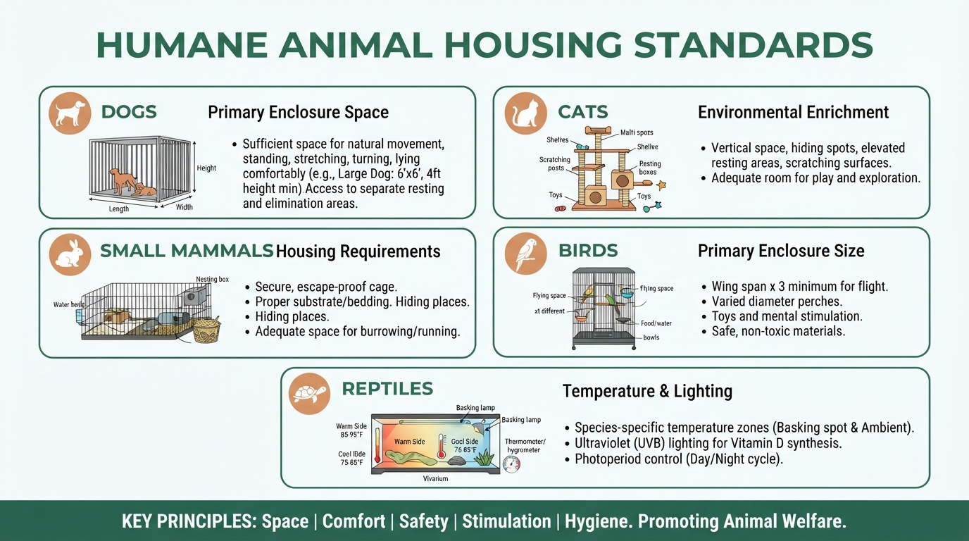 AWIC Housing Standards: Humane Guidelines for Primary Enclosures, Enrichment & Shelter Best Practices