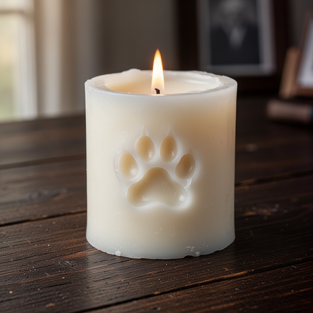 Remembrance Candle - Soy Wax, Paw Carved, Unscented