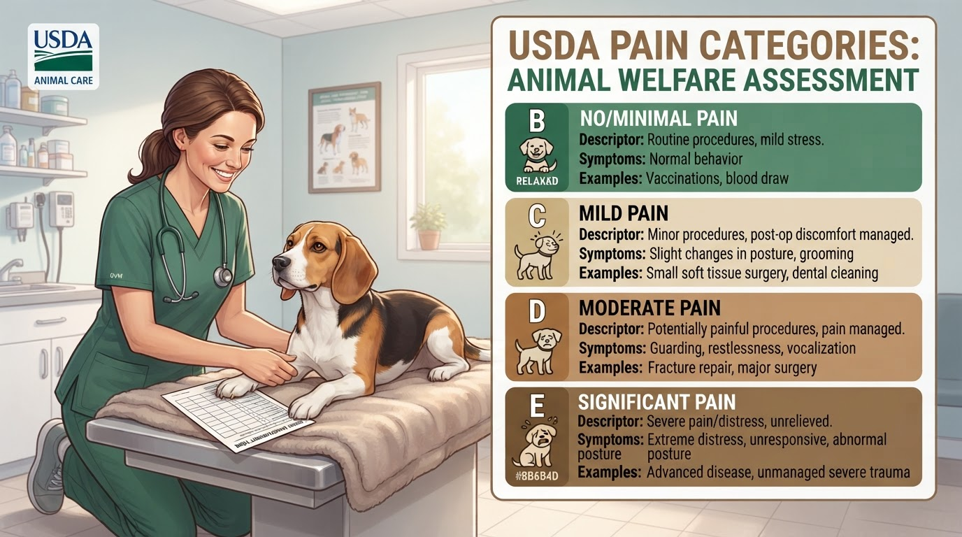 USDA Pain Categories B-E Explained: AWA Reporting & Shelter Pain Scoring Guide