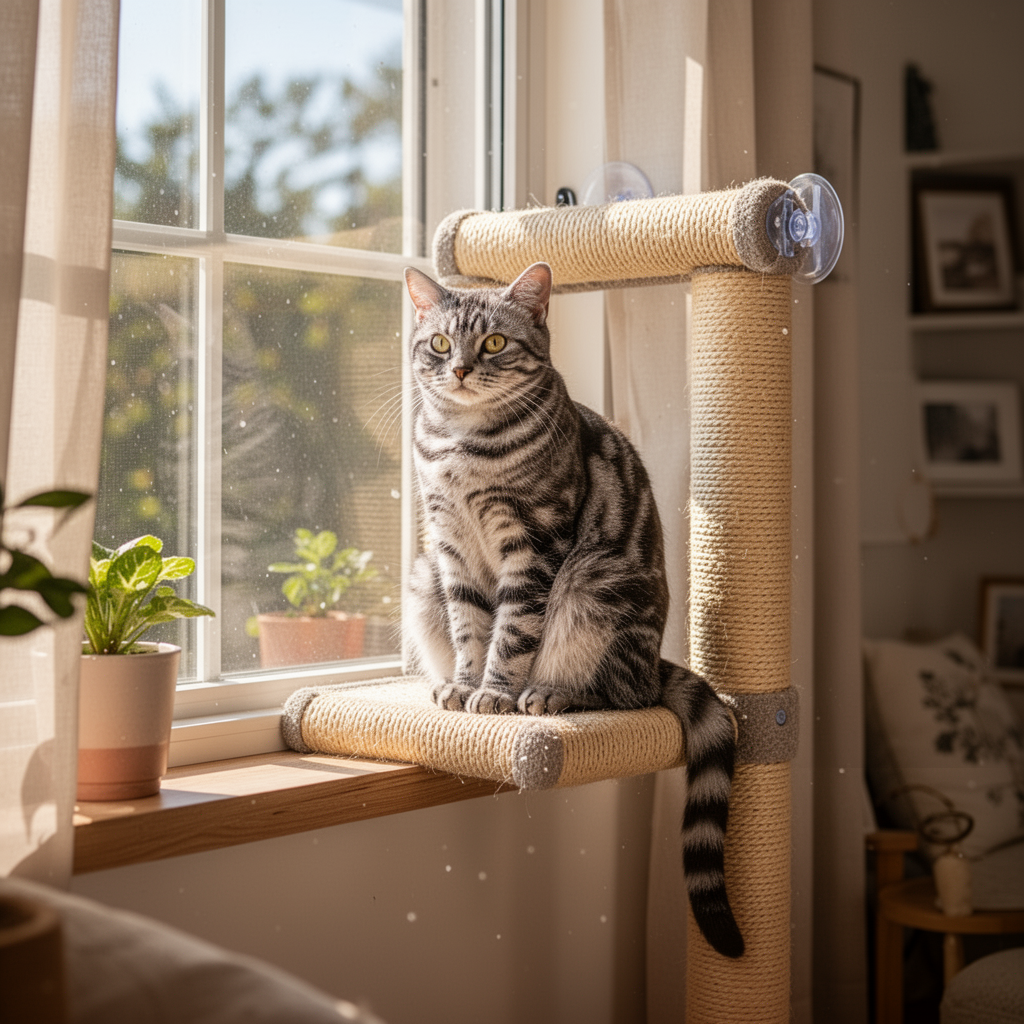 Window Perch Climbing Arch - No-Drill Suction Mount