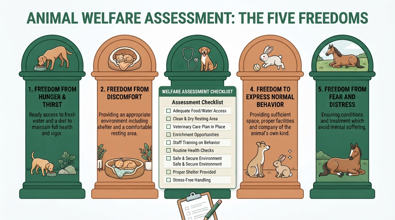 Ultimate Guide to Animal Welfare Assessments: Five Freedoms, SWAP, ASPCA Shelter Rounds & AWIN Indicators