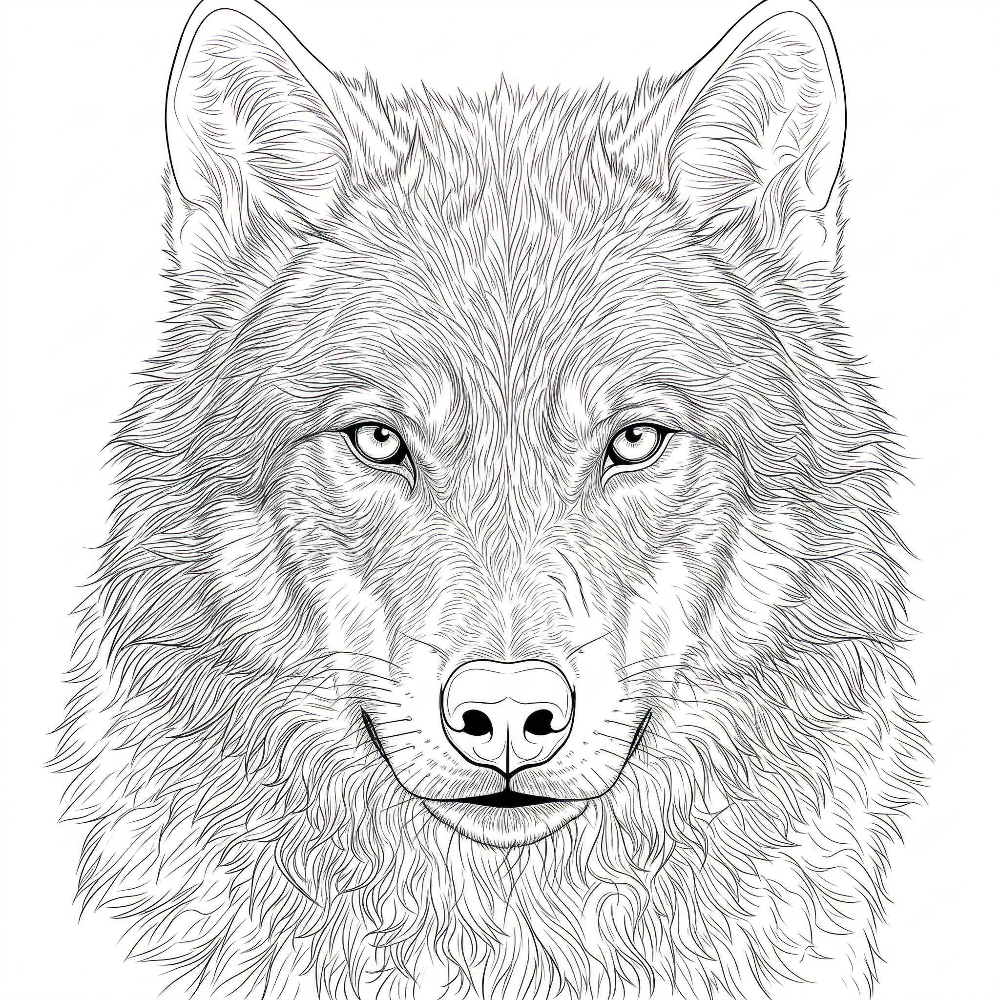 Clean wolf stencil outline