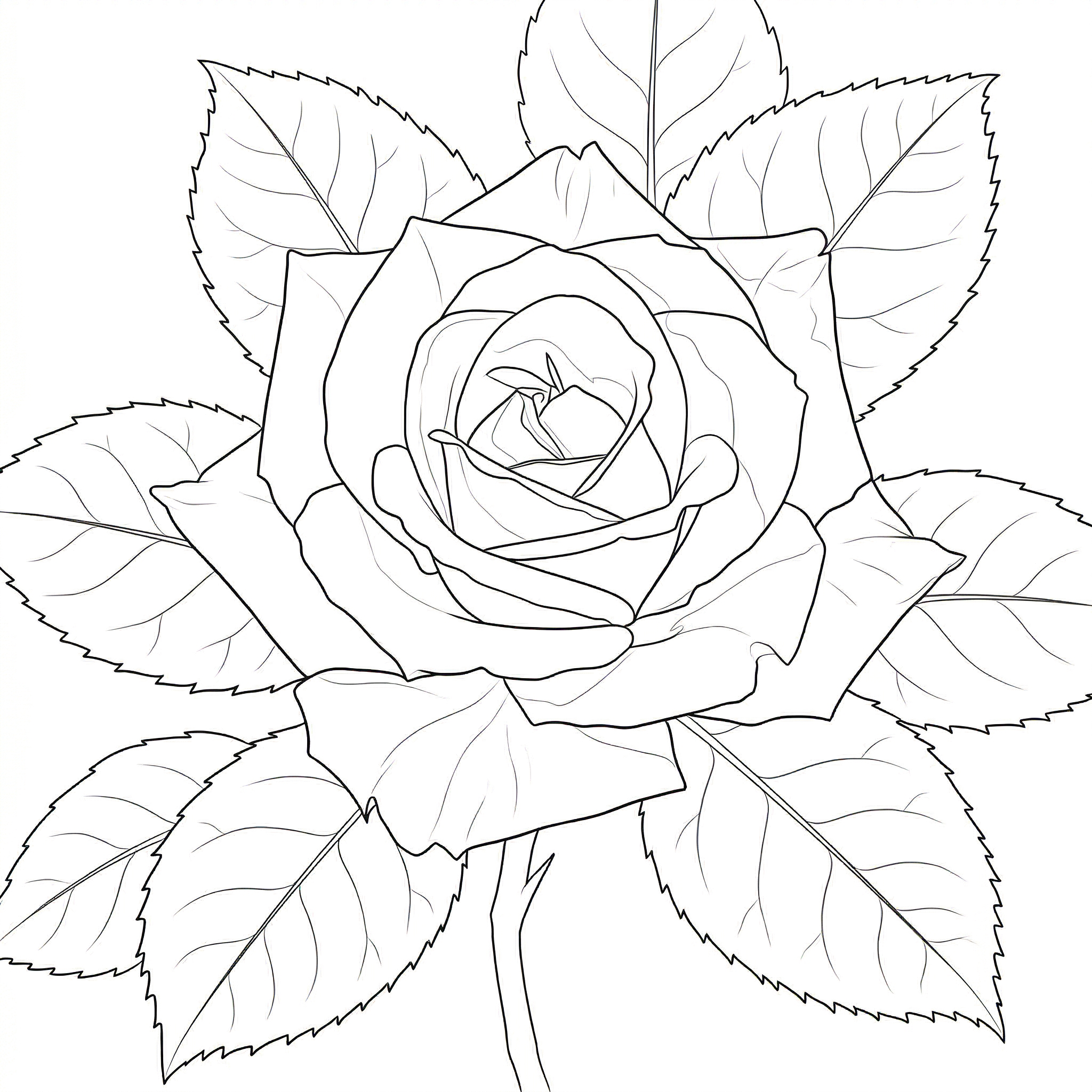 Crisp AI-generated rose stencil
