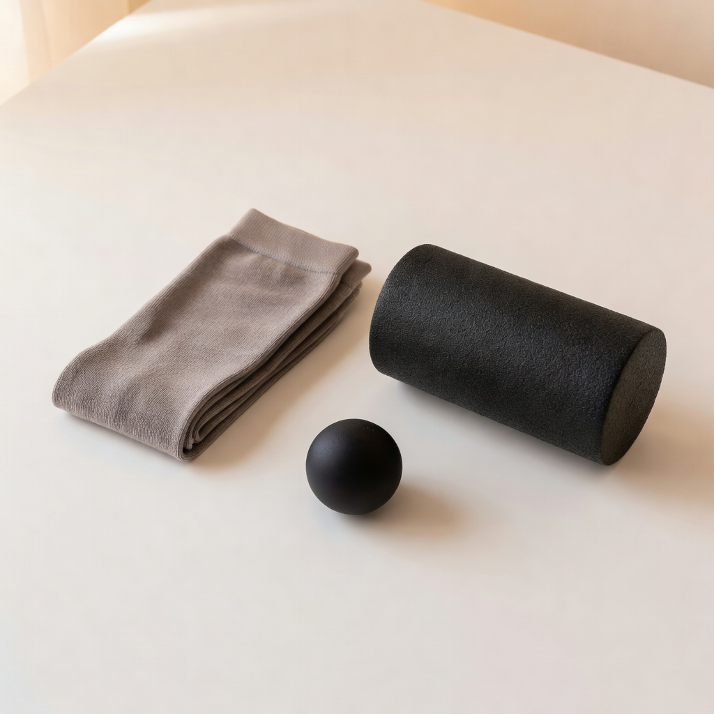Entry-level recovery tools: compression socks, foam roller, and massage ball