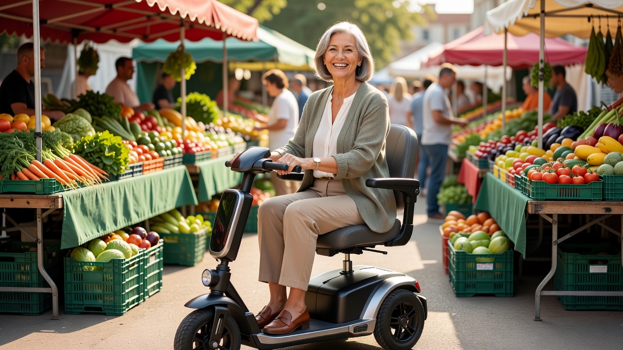 Woman on mobility scooter enjoying the outdoors