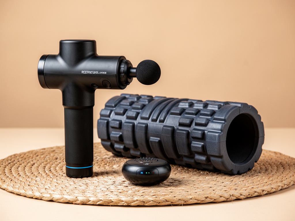 Massage gun, foam roller, and recovery tools