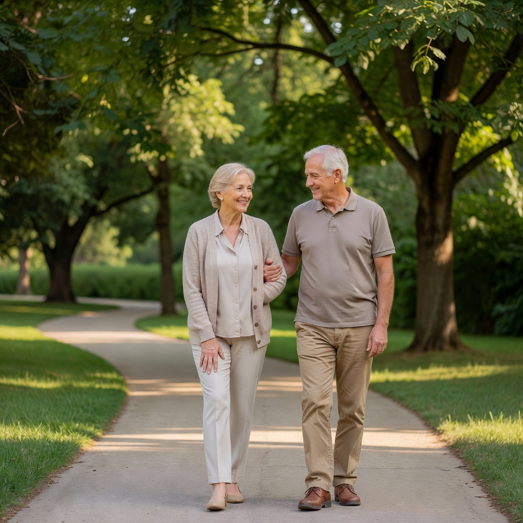 Active adult walking comfortably
