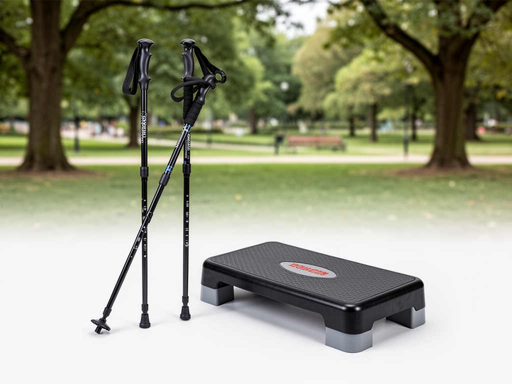 Walking poles and balance trainer