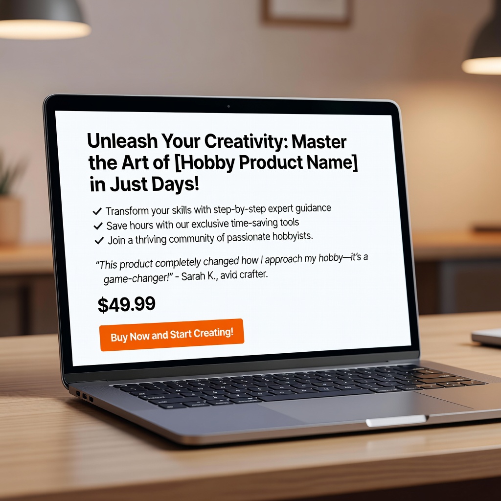 Clean sales page with product mockup