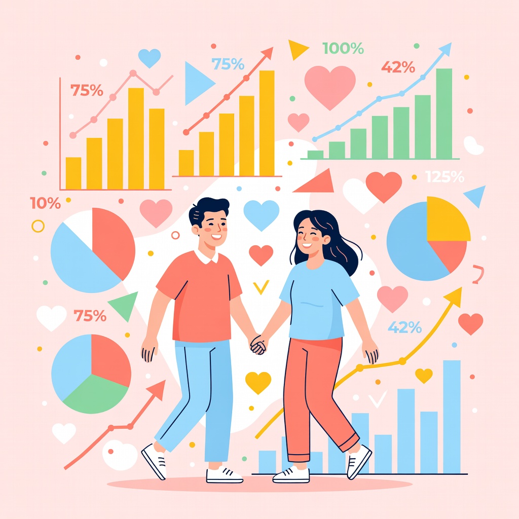 Course illustration showing happy couples and data