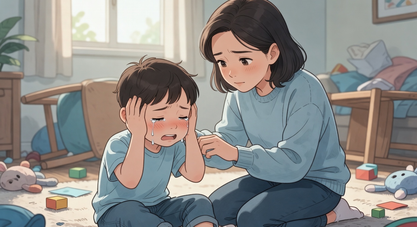 Parent supporting child during a meltdown