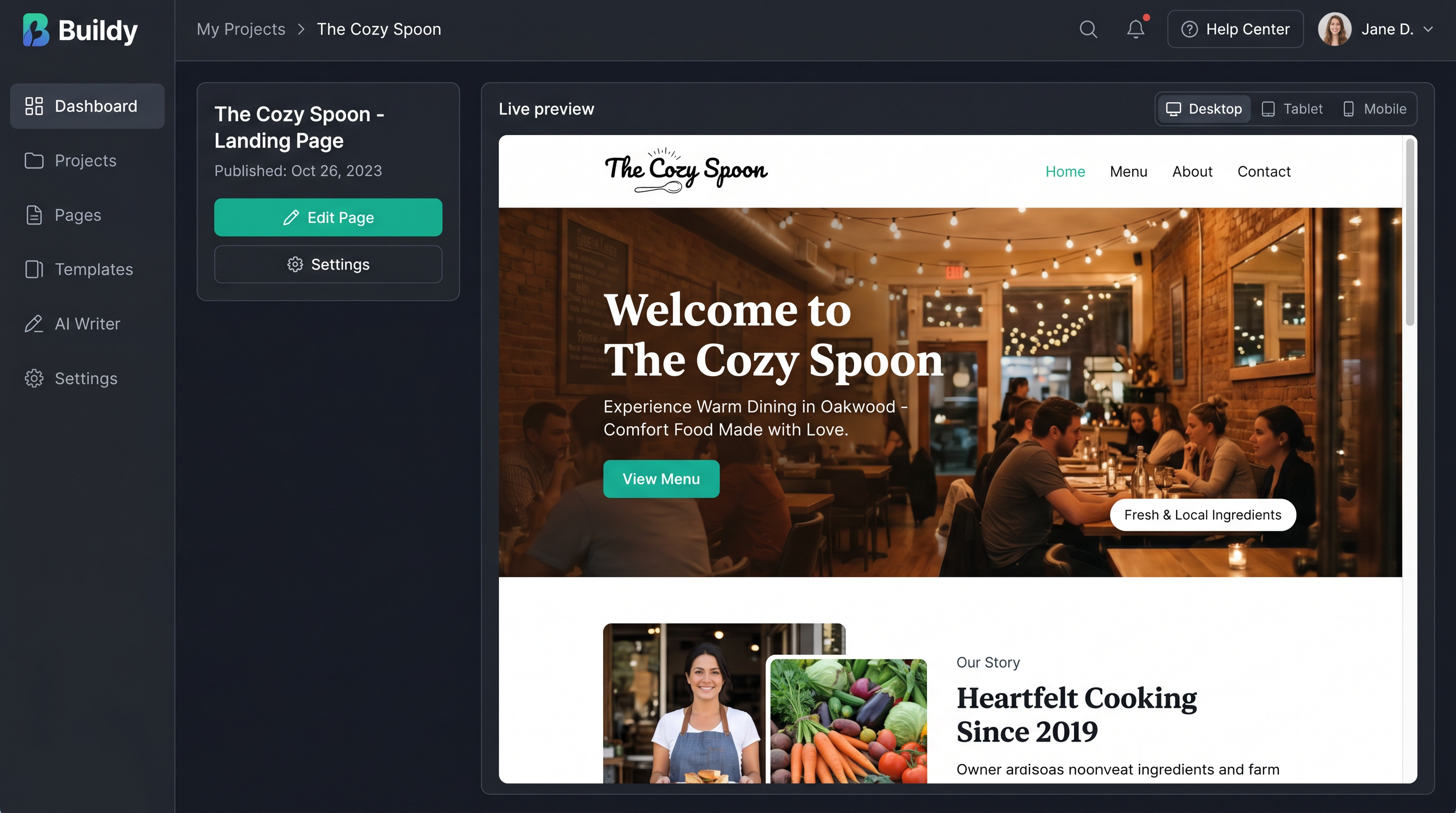 Buildy dashboard preview