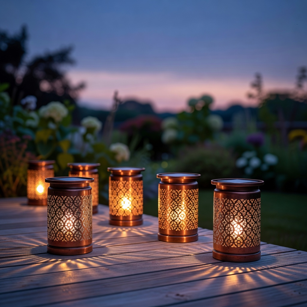Solar Copper Lantern Set