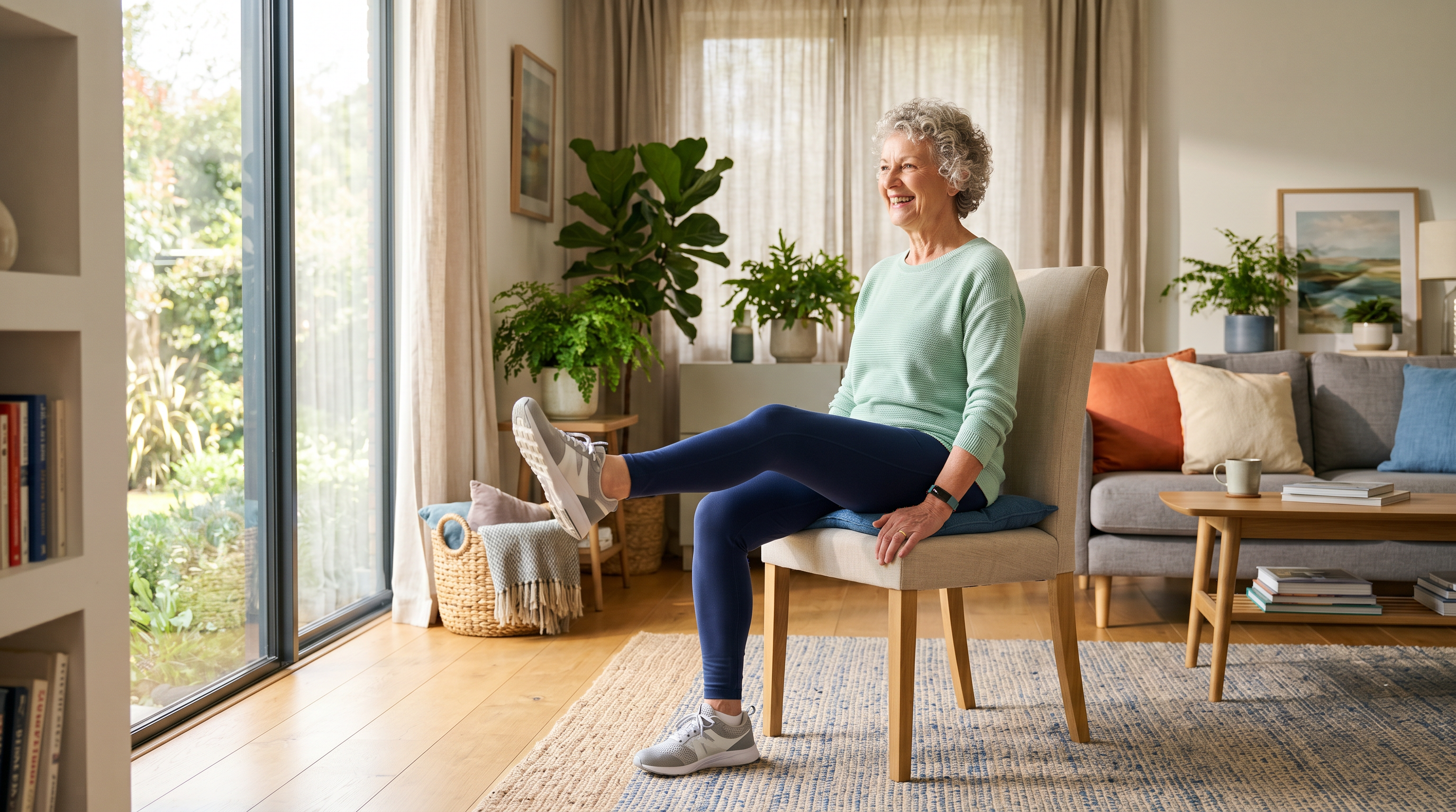 Senior exercising at home