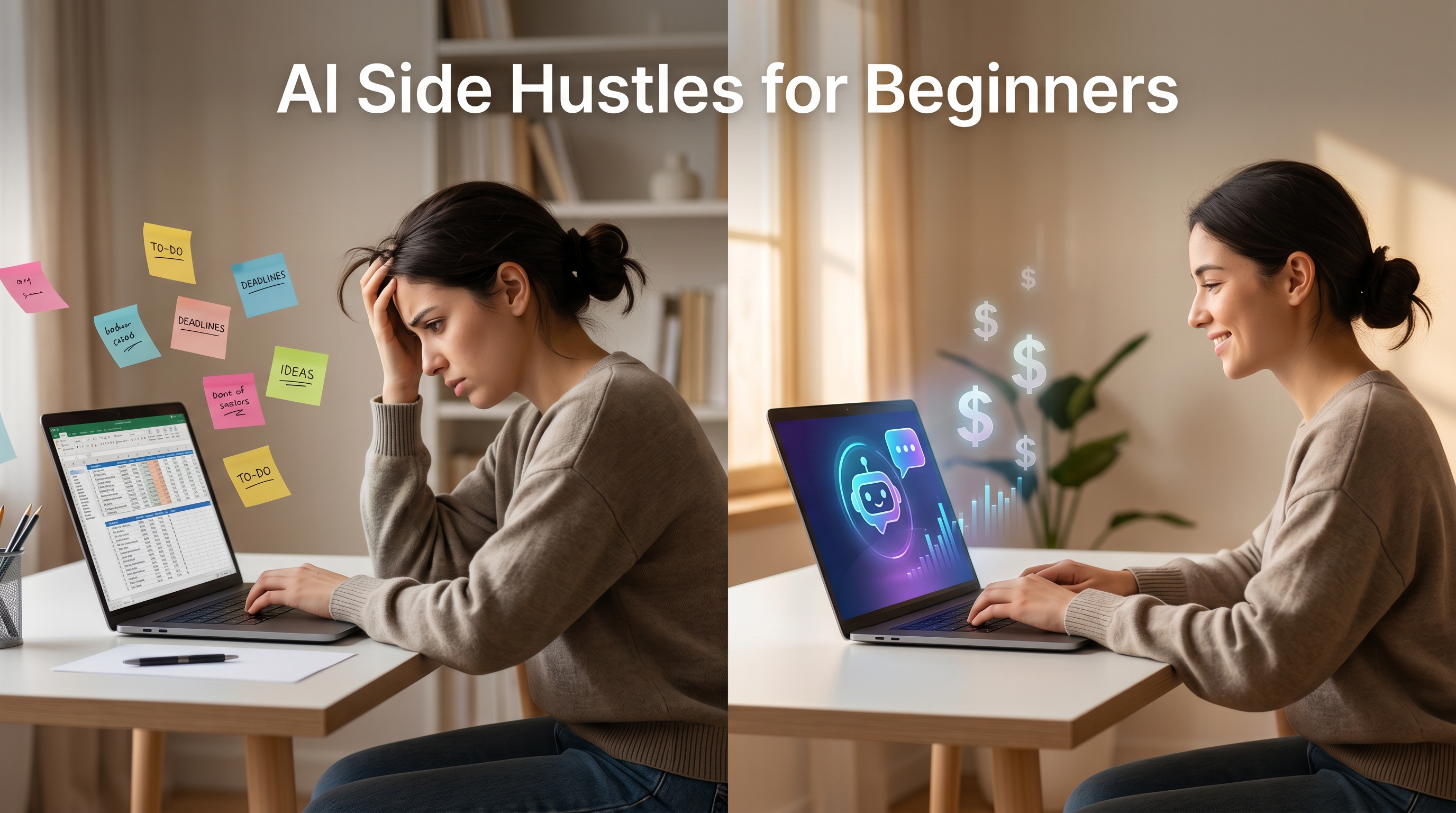 AI Side Hustles for Beginners: No-Code Ideas to Earn $1K/Month Starting Today
