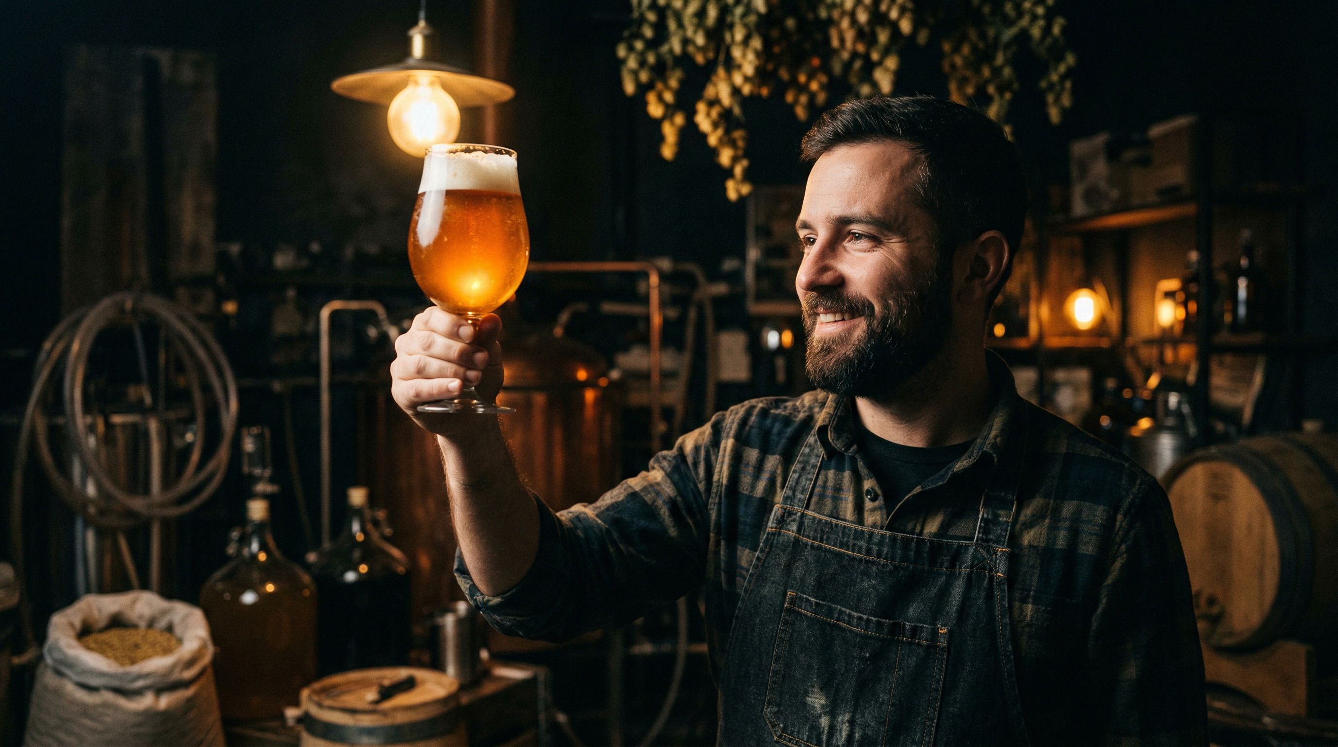 Master Brewer inspecting beer