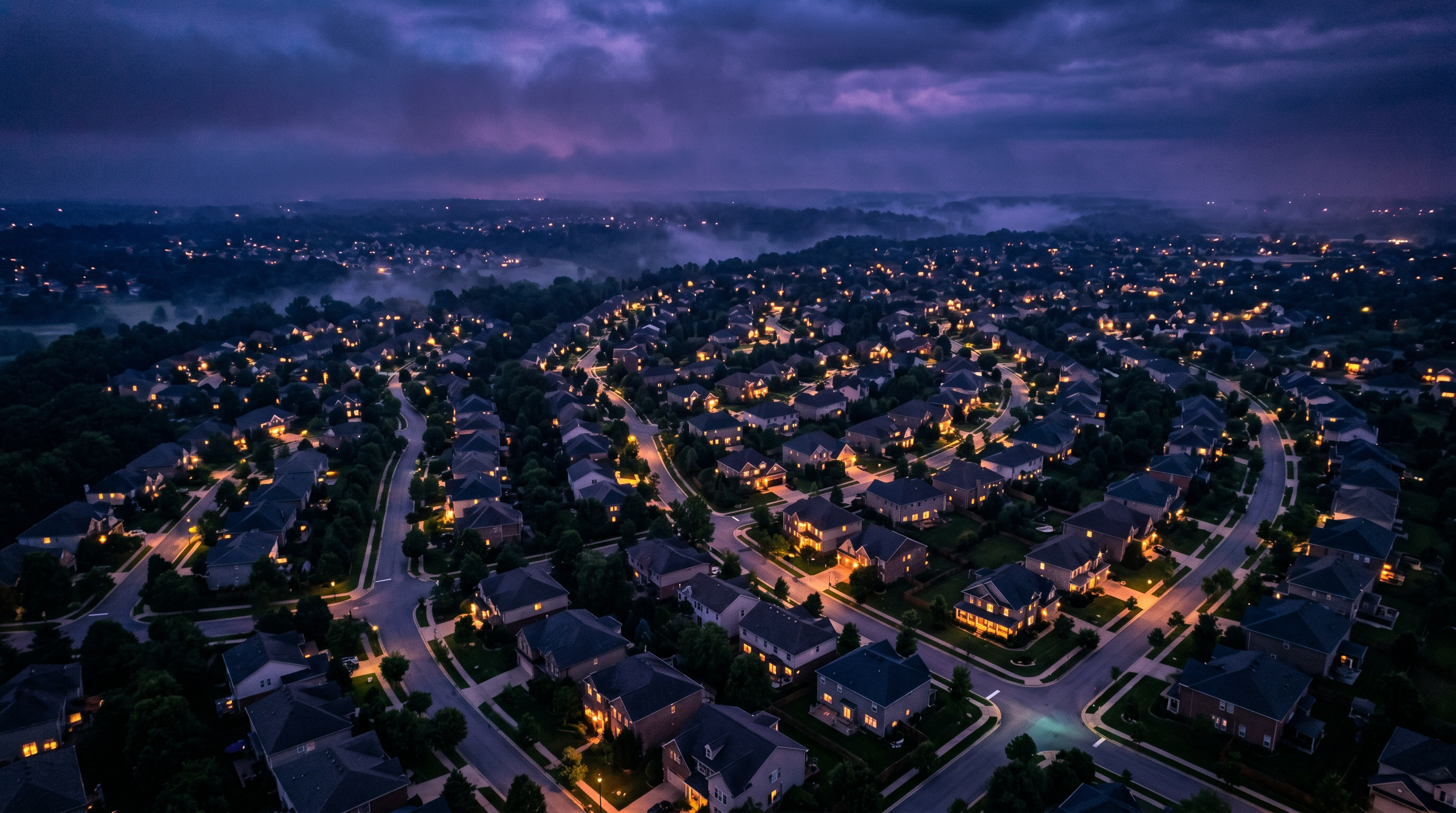 Cinematic aerial view of American prosperity