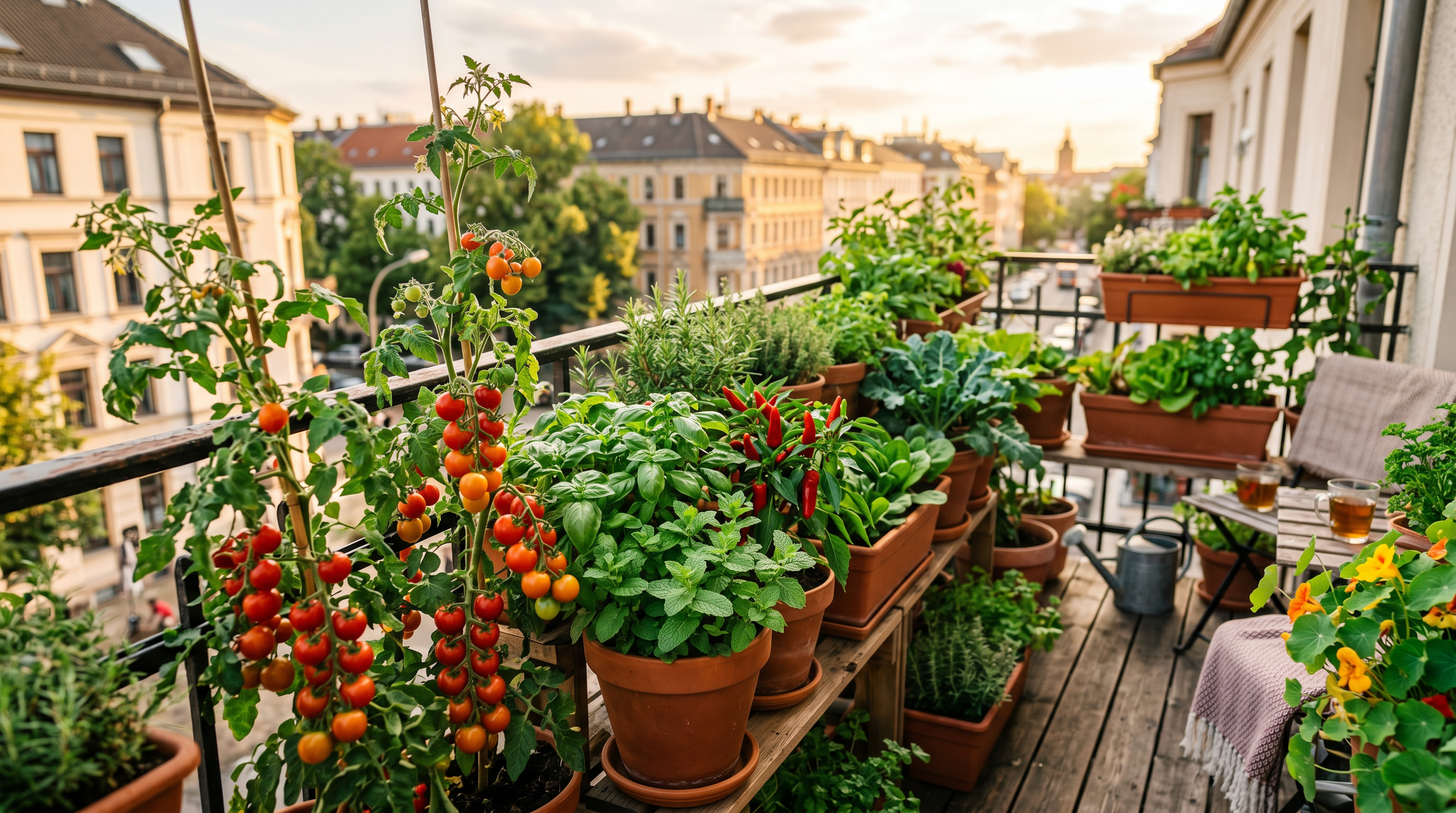 Lush balcony garden