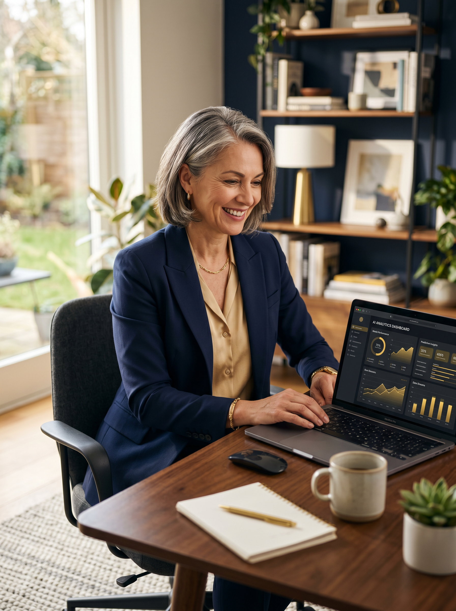 Empowered woman using AI