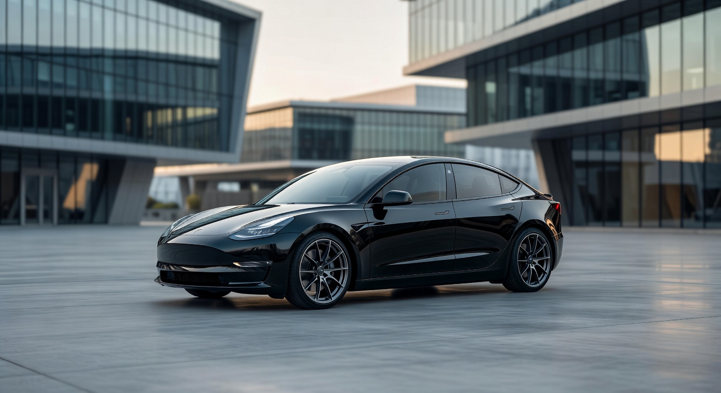 Modified Tesla with Satin Black Wheels