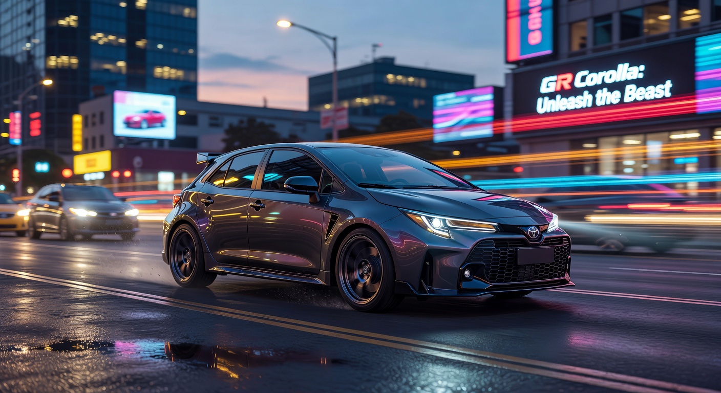 Modified Tuner Car in Industrial Setting