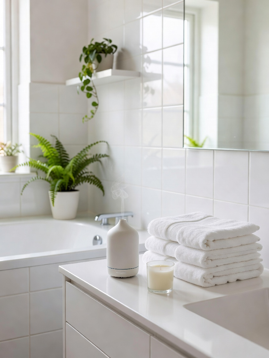 Invigorating Scentsy fragrance in a steamy bathroom