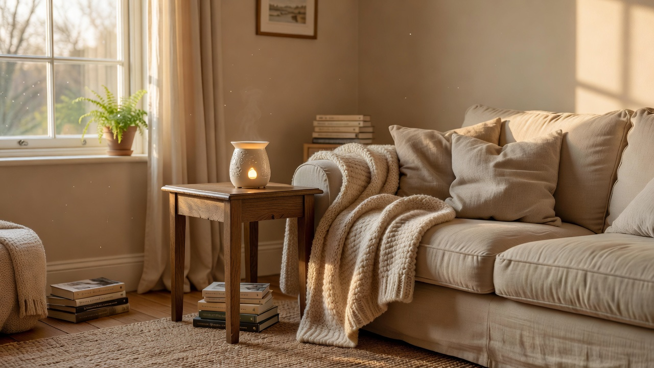 Warm Scentsy ambiance in a cosy UK living room
