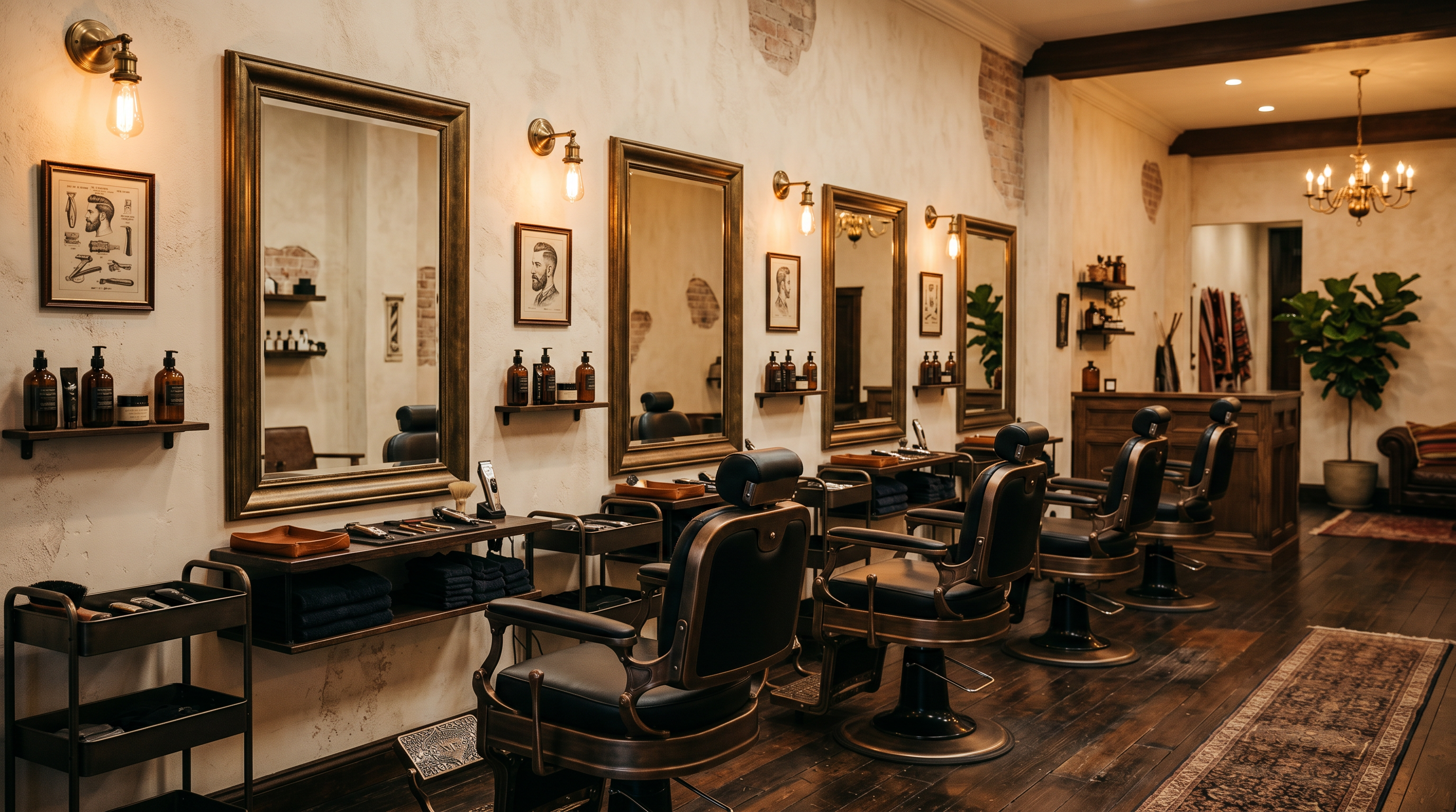 Premium boutique barbershop interior