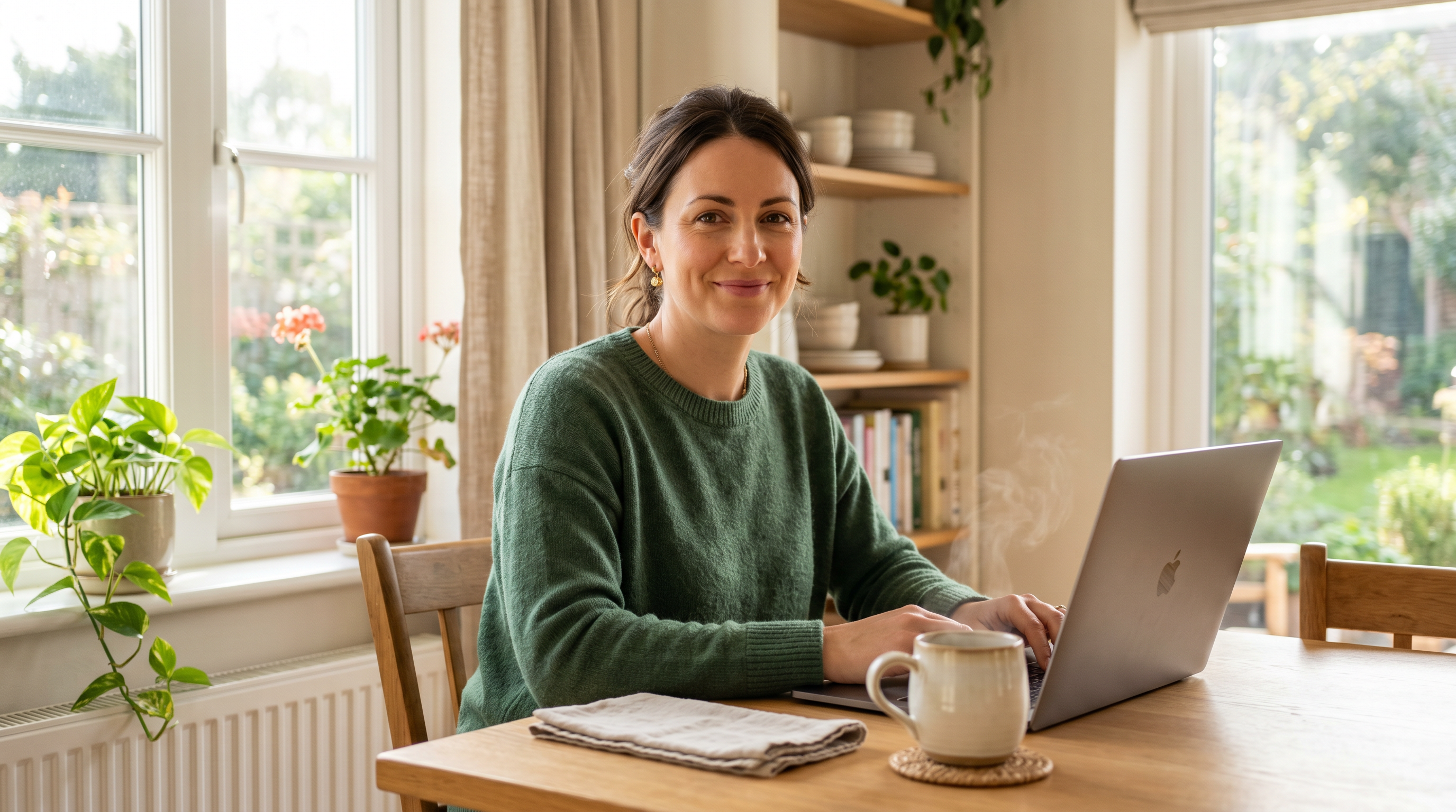 Confident mom working on her business