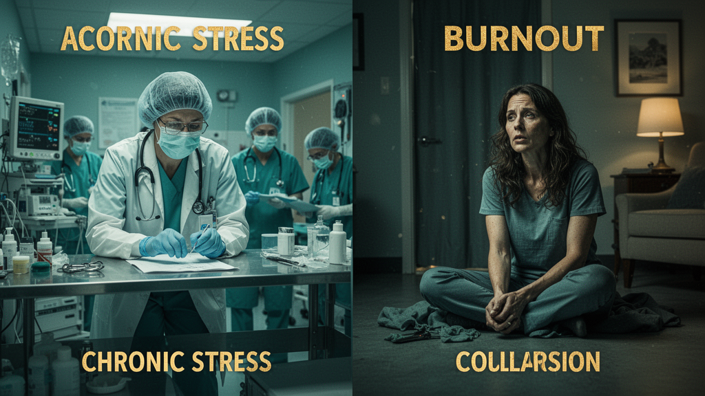 Chronic Stress vs. Burnout in Healthcare: From Sympathetic Overdrive to Dorsal Vagal Shutdown