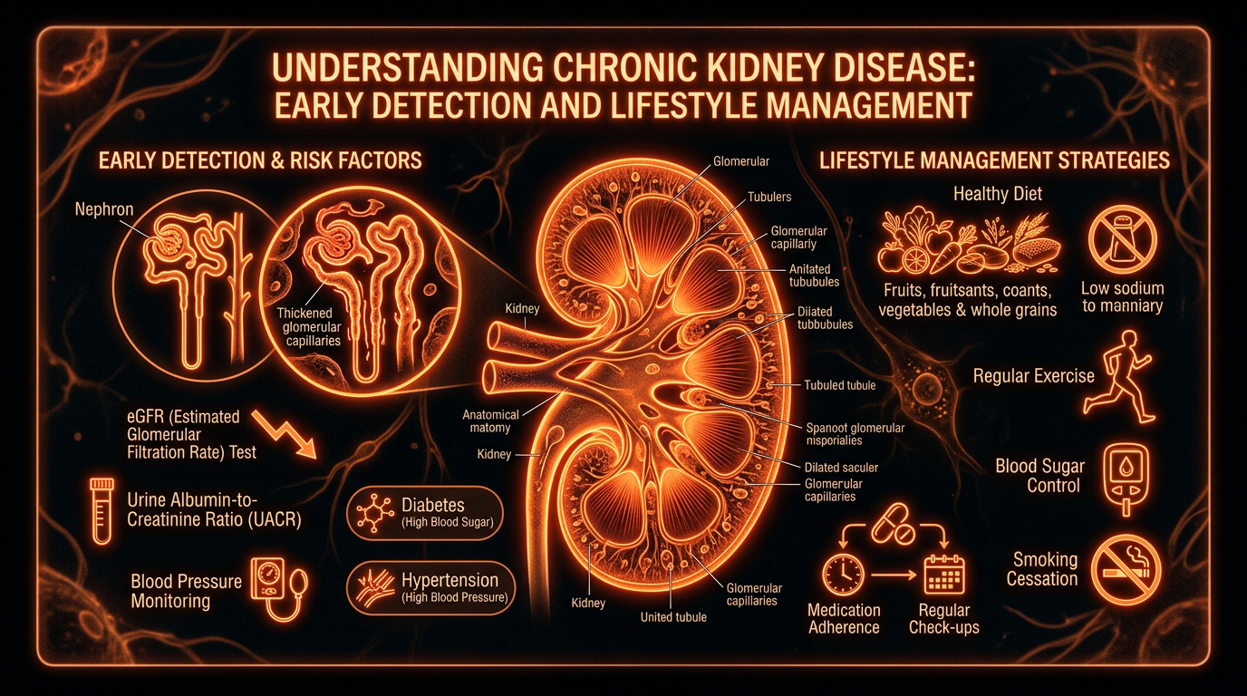 Scientific illustration for Understanding Chronic Kidney Disease: Early Detection and Lifestyle Management