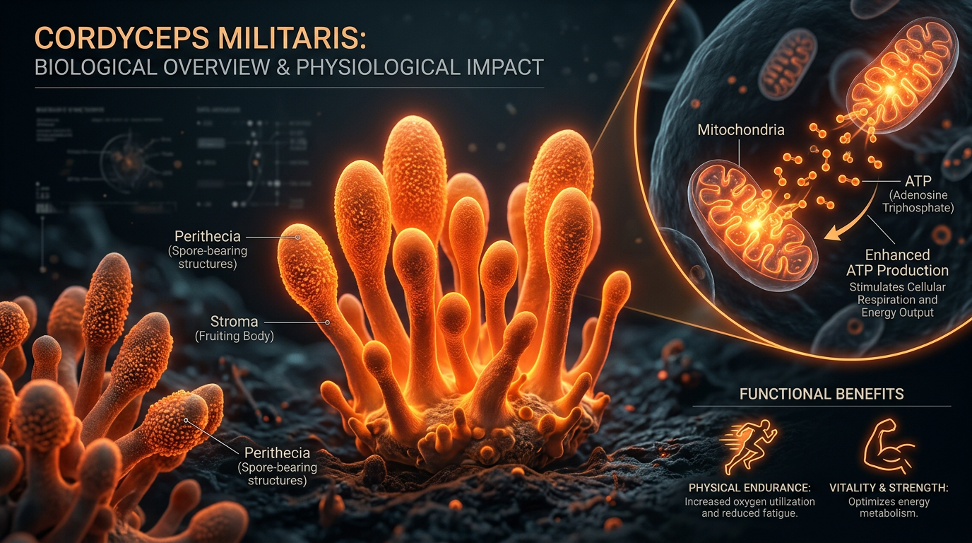 Scientific illustration for Cordyceps Militaris: Boosting ATP Production and Physical Endurance