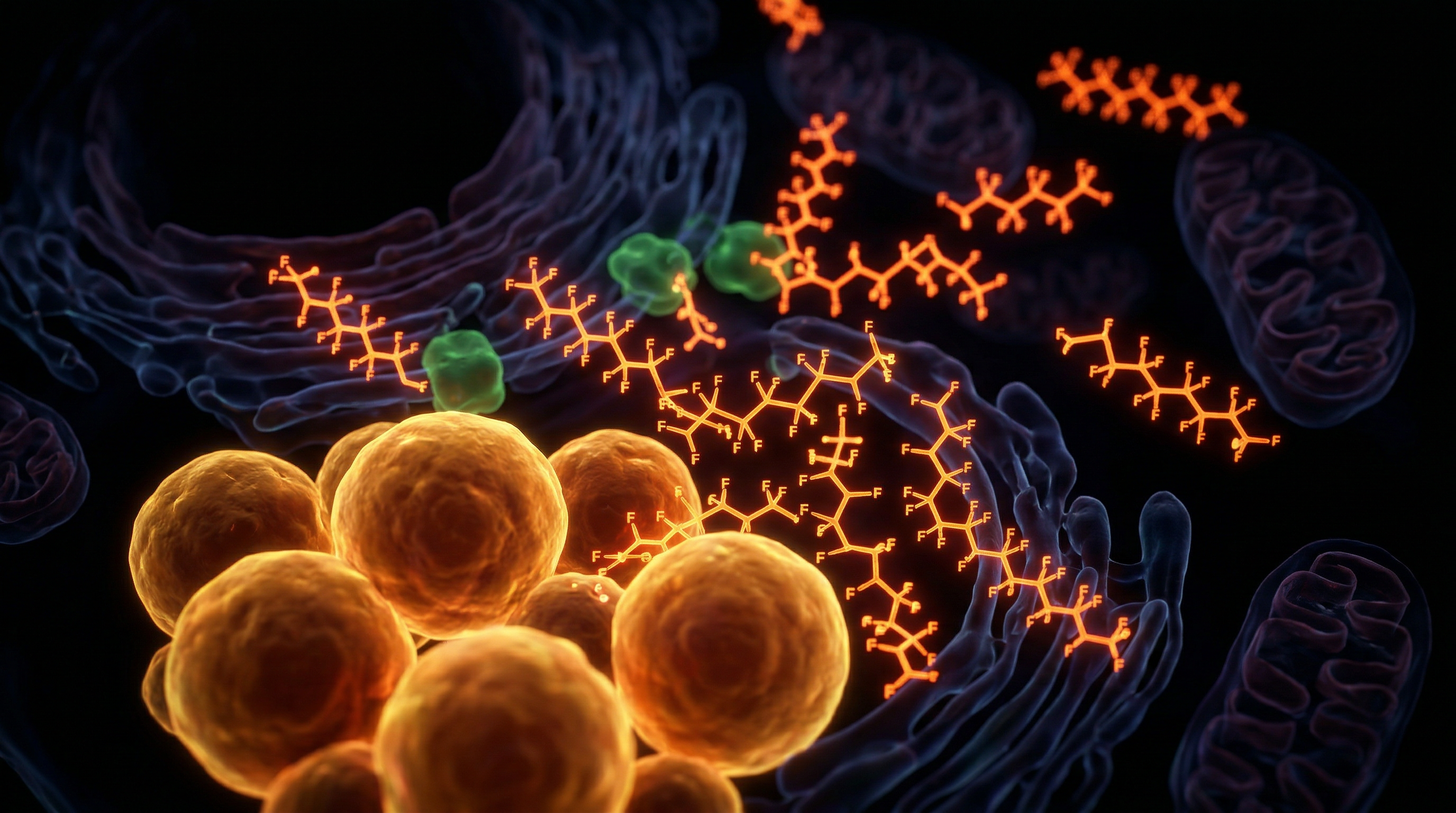 Scientific illustration for PFAS Contamination and Liver Lipid Accumulation